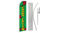 Local Grown Fruit Superknit Polyester Swooper Flag Size 11.5ft by 2.5ft & 6 Piece Pole & Ground Spike Kit