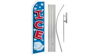 Ice Superknit Polyester Swooper Flag Size 11.5ft by 2.5ft & 6 Piece Pole & Ground Spike Kit