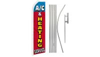A/C & Heating Services Superknit Polyester Swooper Flag Size 11.5ft by 2.5ft & 6 Piece Pole & Ground Spike Kit