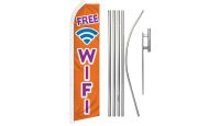 Free Wifi Superknit Polyester Swooper Flag Size 11.5ft by 2.5ft & 6 Piece Pole & Ground Spike Kit