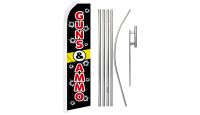 Guns & Ammo Superknit Polyester Swooper Flag Size 11.5ft by 2.5ft & 6 Piece Pole & Ground Spike Kit