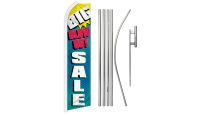 Big Blow-Out Sale Superknit Polyester Swooper Flag Size 11.5ft by 2.5ft & 6 Piece Pole & Ground Spike Kit