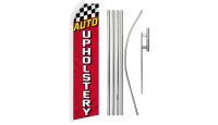 Auto Upholstery Superknit Polyester Swooper Flag Size 11.5ft by 2.5ft & 6 Piece Pole & Ground Spike Kit