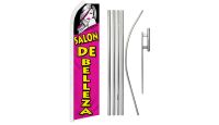 Salon De Belleza Superknit Polyester Swooper Flag Size 11.5ft by 2.5ft & 6 Piece Pole & Ground Spike Kit