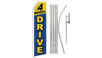 4 Wheel Drive Superknit Polyester Swooper Flag Size 11.5ft by 2.5ft & 6 Piece Pole & Ground Spike Kit