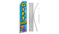 Gift Shop Superknit Polyester Swooper Flag Size 11.5ft by 2.5ft & 6 Piece Pole & Ground Spike Kit 