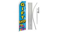 Gift Shop Superknit Polyester Swooper Flag Size 11.5ft by 2.5ft & 6 Piece Pole & Ground Spike Kit 