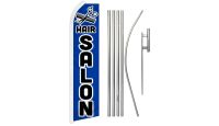 Hair Salon Superknit Polyester Swooper Flag Size 11.5ft by 2.5ft & 6-Piece Pole & Ground Spike