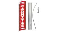 Carnitas Superknit Polyester Swooper Flag Size 11.5ft by 2.5ft & 6-Piece Pole & Ground Spike