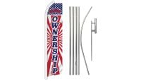 New Ownership Superknit Polyester Swooper Flag Size 11.5ft by 2.5ft & 6-Piece Pole & Ground Spike