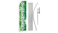 Dispensary Superknit Polyester Swooper Flag Size 11.5ft by 2.5ft & 6-Piece Pole & Ground Spike