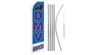 DMV Services #1 Road Superknit Polyester Swooper Flag Size 11.5ft by 2.5ft & 6 Piece Pole & Ground Spike Kit