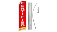 Certified Pre-Owned Superknit Polyester Swooper Flag Size 11.5ft by 2.5ft & 6 Piece Pole & Ground Spike Kit