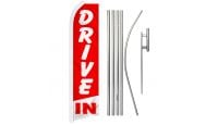 Drive In Superknit Polyester Swooper Flag Size 11.5ft by 2.5ft & 6 Piece Pole & Ground Spike Kit