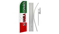Se Habla Espanol #2 Superknit Polyester Swooper Flag Size 11.5ft by 2.5ft & 6 Piece Pole & Ground Spike Kit