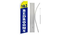 1 & 2 Bedrooms Superknit Polyester Swooper Flag Size 11.5ft by 2.5ft & 6 Piece Pole & Ground Spike Kit