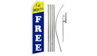 1st Month Free Superknit Polyester Swooper Flag Size 11.5ft by 2.5ft & 6 Piece Pole & Ground Spike Kit