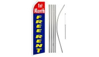 1st Month Free Rent Superknit Polyester Swooper Flag Size 11.5ft by 2.5ft & 6 Piece Pole & Ground Spike Kit