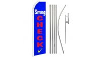 Smog Check Old Superknit Polyester Swooper Flag Size 11.5ft by 2.5ft & 6 Piece Pole & Ground Spike Kit