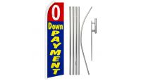 0 Down Payment Red & Blue Superknit Polyester Swooper Flag Size 11.5ft by 2.5ft & 6 Piece Pole & Ground Spike Kit