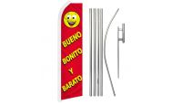 Bueno Bonito Y Barato Superknit Polyester Swooper Flag Size 11.5ft by 2.5ft & 6 Piece Pole & Ground Spike Kit