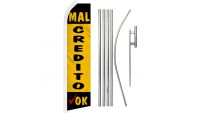 Mal Credito Ok Superknit Polyester Swooper Flag Size 11.5ft by 2.5ft & 6 Piece Pole & Ground Spike Kit