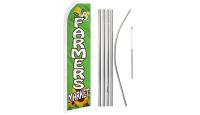 Farmer's Market Superknit Polyester Swooper Flag Size 11.5ft by 2.5ft & 6 Piece Pole & Ground Spike Kit
