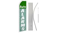 Auto Alarms Green & Blue  Superknit Polyester Swooper Flag Size 11.5ft by 2.5ft & 6 Piece Pole & Ground Spike Kit