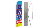 DMV Service #2 Yellow Superknit Polyester Swooper Flag Size 11.5ft by 2.5ft & 6 Piece Pole & Ground Spike Kit