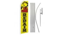 Cell Phone Repair Superknit Polyester Swooper Flag Size 11.5ft by 2.5ft & 6 Piece Pole & Ground Spike Kit