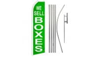 We Sell Boxes Green Superknit Polyester Swooper Flag Size 11.5ft by 2.5ft & 6 Piece Pole & Ground Spike Kit