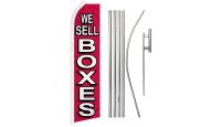 We Sell Boxes Red Superknit Polyester Swooper Flag Size 11.5ft by 2.5ft & 6 Piece Pole & Ground Spike Kit