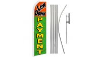 Low Down Payment Superknit Polyester Swooper Flag Size 11.5ft by 2.5ft & 6 Piece Pole & Ground Spike Kit