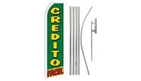 Credito Facil Superknit Polyester Swooper Flag Size 11.5ft by 2.5ft & 6 Piece Pole & Ground Spike Kit