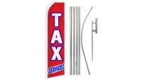 Tax Services Superknit Polyester Swooper Flag Size 11.5ft by 2.5ft & 6 Piece Pole & Ground Spike Kit