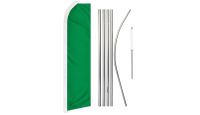 Green Solid Color Superknit Polyester Swooper Flag Size 11.5ft by 2.5ft & 6 Piece Pole & Ground Spike Kit