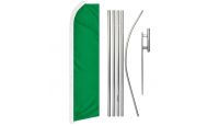 Green Solid Color Superknit Polyester Swooper Flag Size 11.5ft by 2.5ft & 6 Piece Pole & Ground Spike Kit