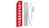 Insurance Superknit Polyester Swooper Flag Size 11.5ft by 2.5ft & 6 Piece Pole & Ground Spike Kit