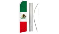 Mexico Superknit Polyester Swooper Flag Size 11.5ft by 2.5ft & 6 Piece Pole & Ground Spike Kit