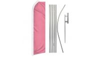 Pink Solid Color Superknit Polyester Swooper Flag Size 11.5ft by 2.5ft & 6 Piece Pole & Ground Spike Kit