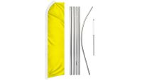 Yellow Solid Color Superknit Polyester Swooper Flag Size 11.5ft by 2.5ft & 6 Piece Pole & Ground Spike Kit