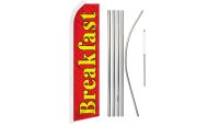 Breakfast Superknit Polyester Swooper Flag Size 11.5ft by 2.5ft & 6 Piece Pole & Ground Spike Kit