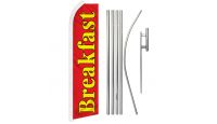 Breakfast Superknit Polyester Swooper Flag Size 11.5ft by 2.5ft & 6 Piece Pole & Ground Spike Kit