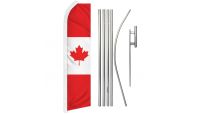 Canada Superknit Polyester Swooper Flag Size 11.5ft by 2.5ft & 6 Piece Pole & Ground Spike Kit