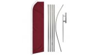 Burgundy Solid Color Superknit Polyester Swooper Flag Size 11.5ft by 2.5ft & 6 Piece Pole & Ground Spike Kit