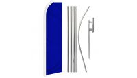 Blue Solid Color Superknit Polyester Swooper Flag Size 11.5ft by 2.5ft & 6 Piece Pole & Ground Spike Kit