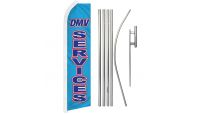 DMV Services #3 Letter Superknit Polyester Swooper Flag Size 11.5ft by 2.5ft & 6 Piece Pole & Ground Spike Kit