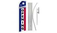 Grand Opening RWB Superknit Polyester Swooper Flag Size 11.5ft by 2.5ft & 6 Piece Pole & Ground Spike Kit
