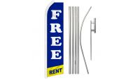 Free Rent Superknit Polyester Swooper Flag Size 11.5ft by 2.5ft & 6 Piece Pole & Ground Spike Kit