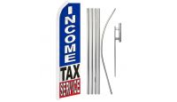 Income Tax Service Superknit Polyester Swooper Flag Size 11.5ft by 2.5ft & 6 Piece Pole & Ground Spike Kit